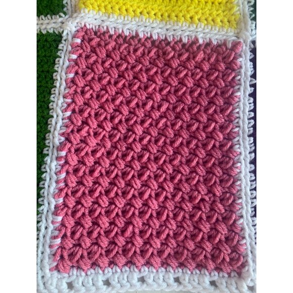 Handmade Colorful Patchwork Crochet Blanket - Picture 4 of 6